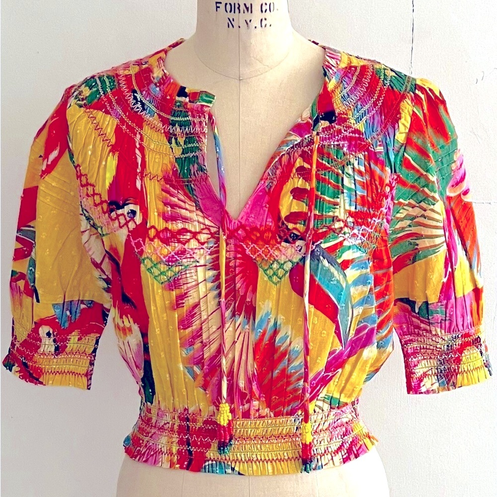 FARM RIO Colorful toucans blouse